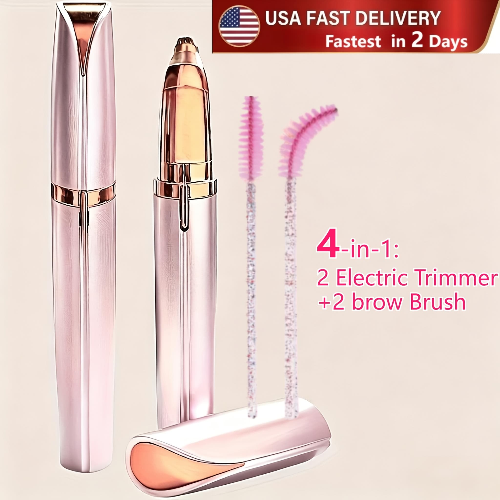 TEMU 2 Pack Usb Rechargeable Portable Electric Eyebrow Trimmer Pen For Women, Precision Eyebrow Hair Remover, Safe Eyebrow Shaver Razor For Face Leg Lip Armpit Hand(rose Golden)