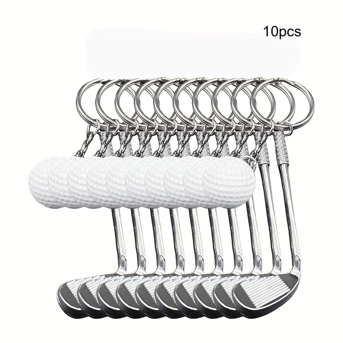 TEMU 10pcs Mini Golf Racket Keychain - Durable Alloy Realistic Replica Golf Clubs, Sporty Gift Suitable For Golfers & Sports Lovers, Golf Accessories (ideal For Christmas/birthday)
