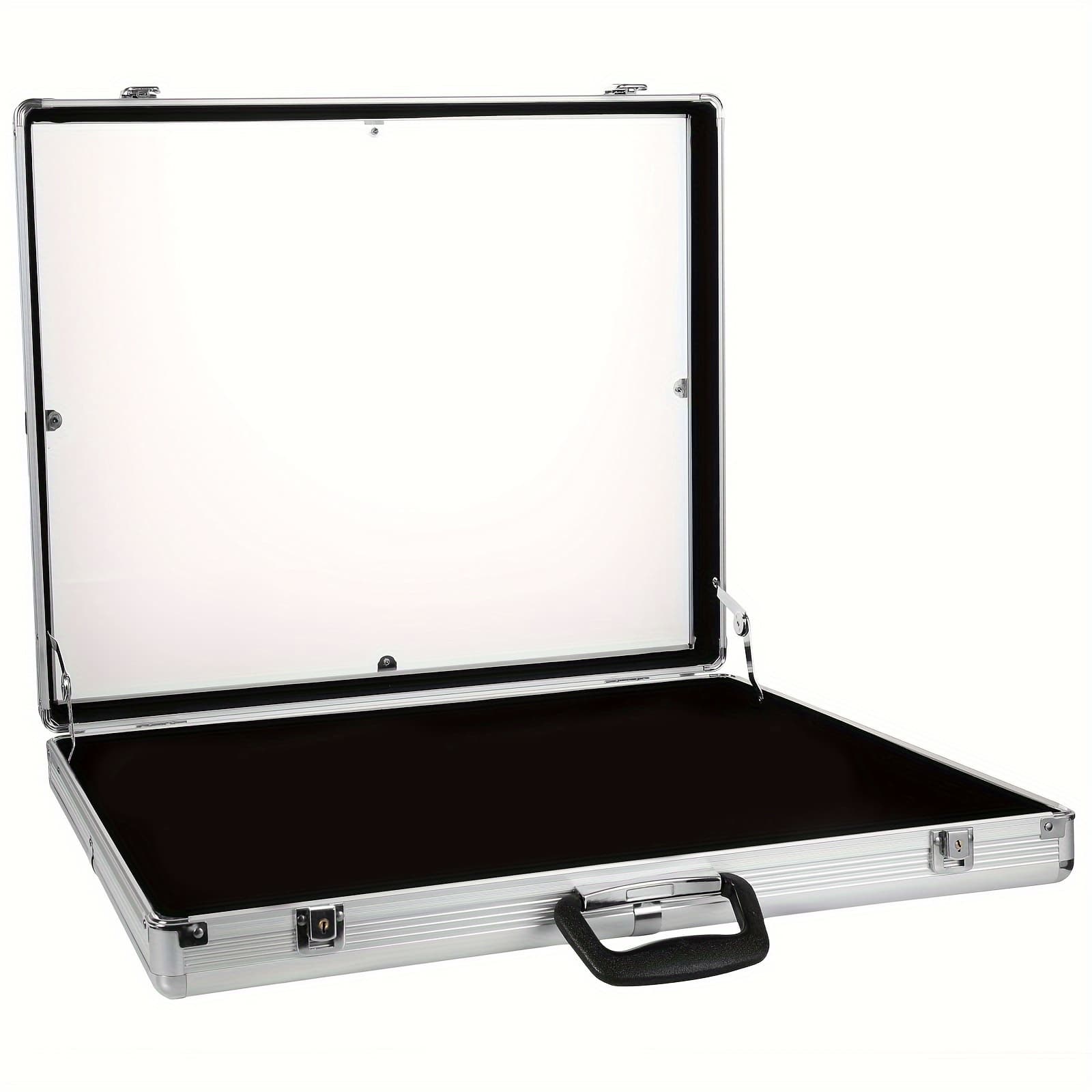 TEMU Aluminum Display Case With Keys Lockable Jewelry Storage Box Trade Show Display Case Clear Acrylic .6" X 20.5" X 3.9" With Velvet Lining For Jewelry Cards Collectibles, Jewelry Boxes