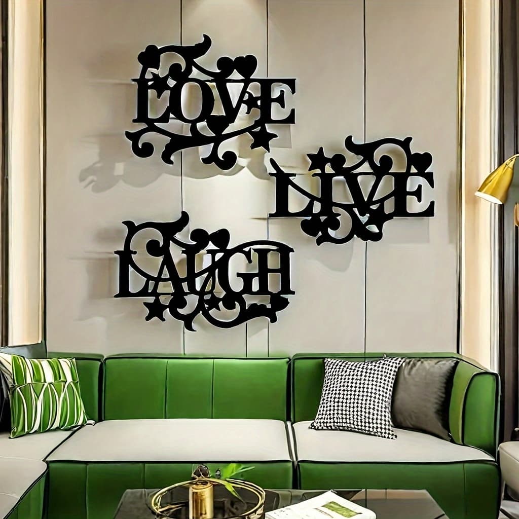 TEMU Black Wall Art Decorations Elegant Metal Wall Emphasizes Aesthetic , Life, , Living Room, Bedroom, Kitchen And Art Decoration With Fluffy Silhouette