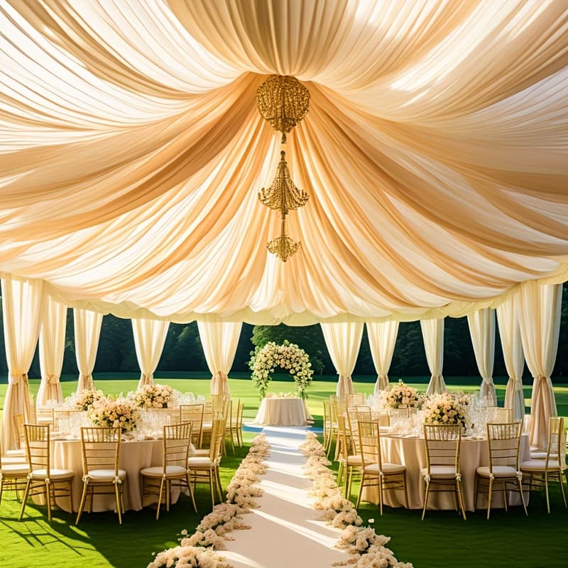 TEMU Chiffon Wedding Arch Drape - 26ft Sheer Fabric Curtain For Ceremony & Reception Decor, Versatile Use For Anniversaries, Bridal