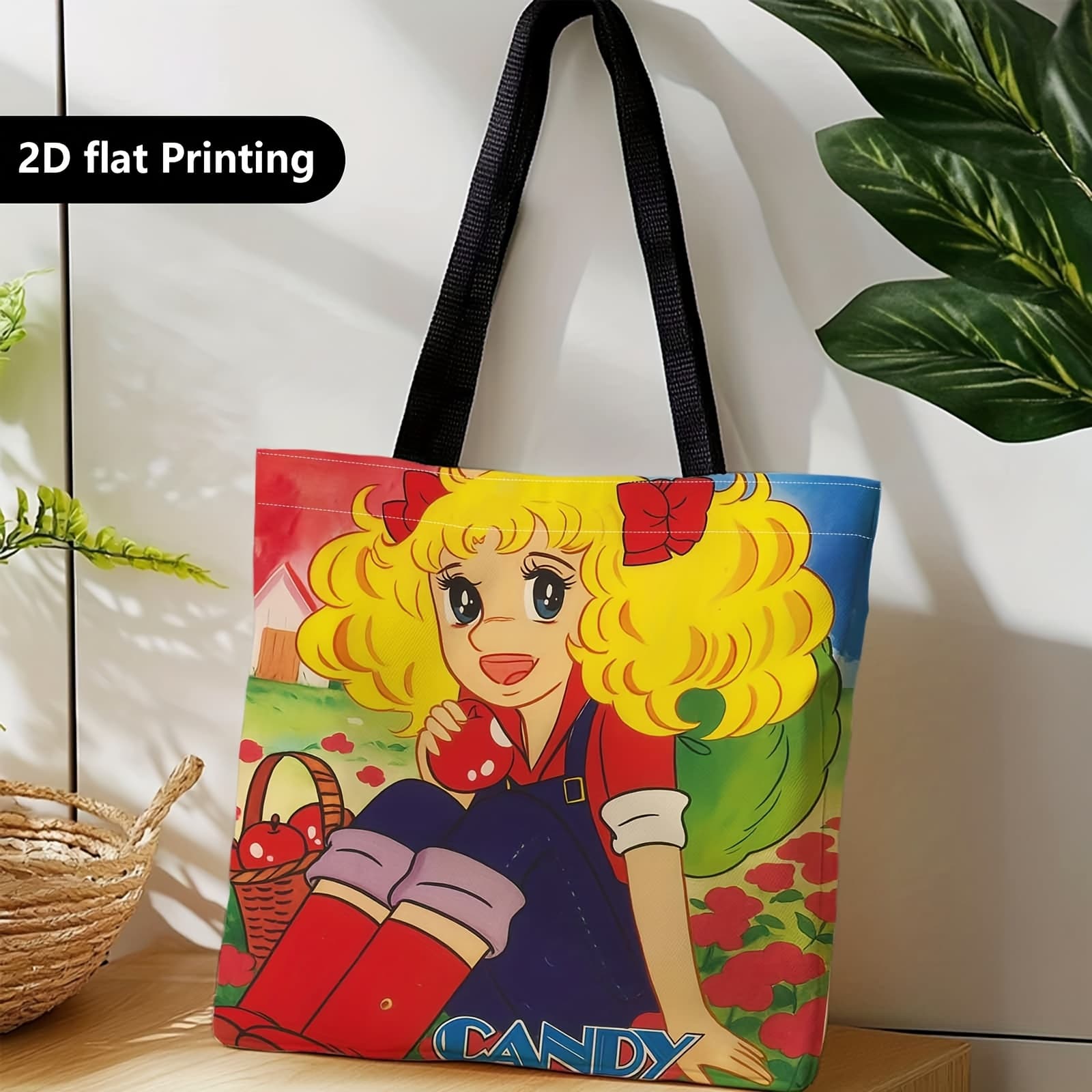 TEMU 1pc Shopper Bag, Portable Shoulder Back Hand-held Bag, Candy Candy, Cartoon, Character, Suitable For Travel, Cosmetics, Bags, Home Furnishings, Gifts, Family