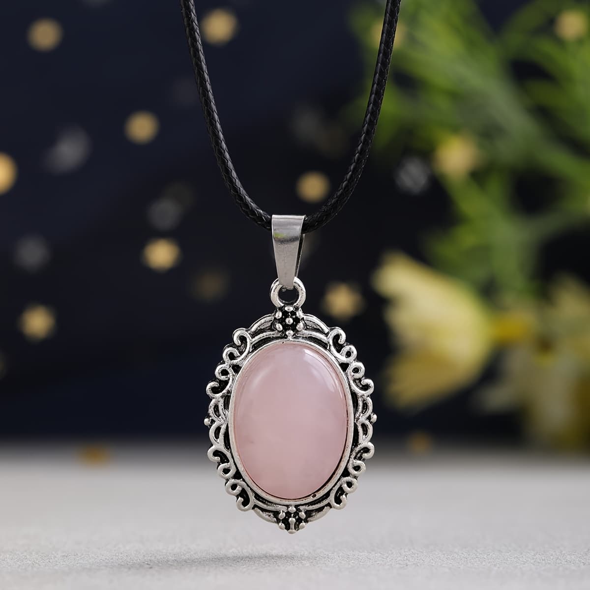 TEMU 1pc Quartz Oval Lace Charm Pendant Jewelry Making Gift For Couples For Men And Women' Occasions Diy Pendant Necklace Making