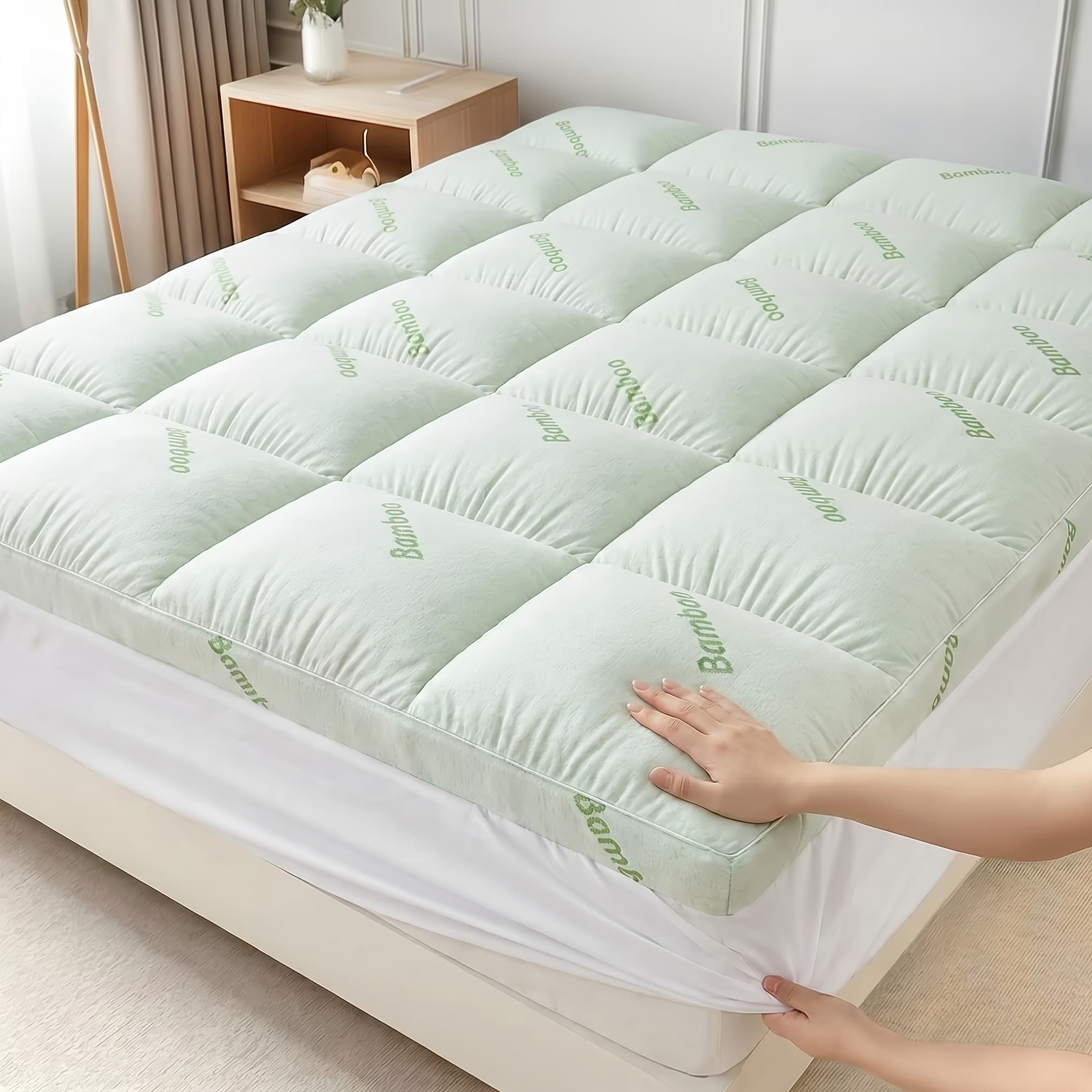 TEMU Cooling Mattress Cover, Suitable For Mattresses With A Thickness Ranging From 8 To 21 Inches, An For Summer Bedroom Mattresses.