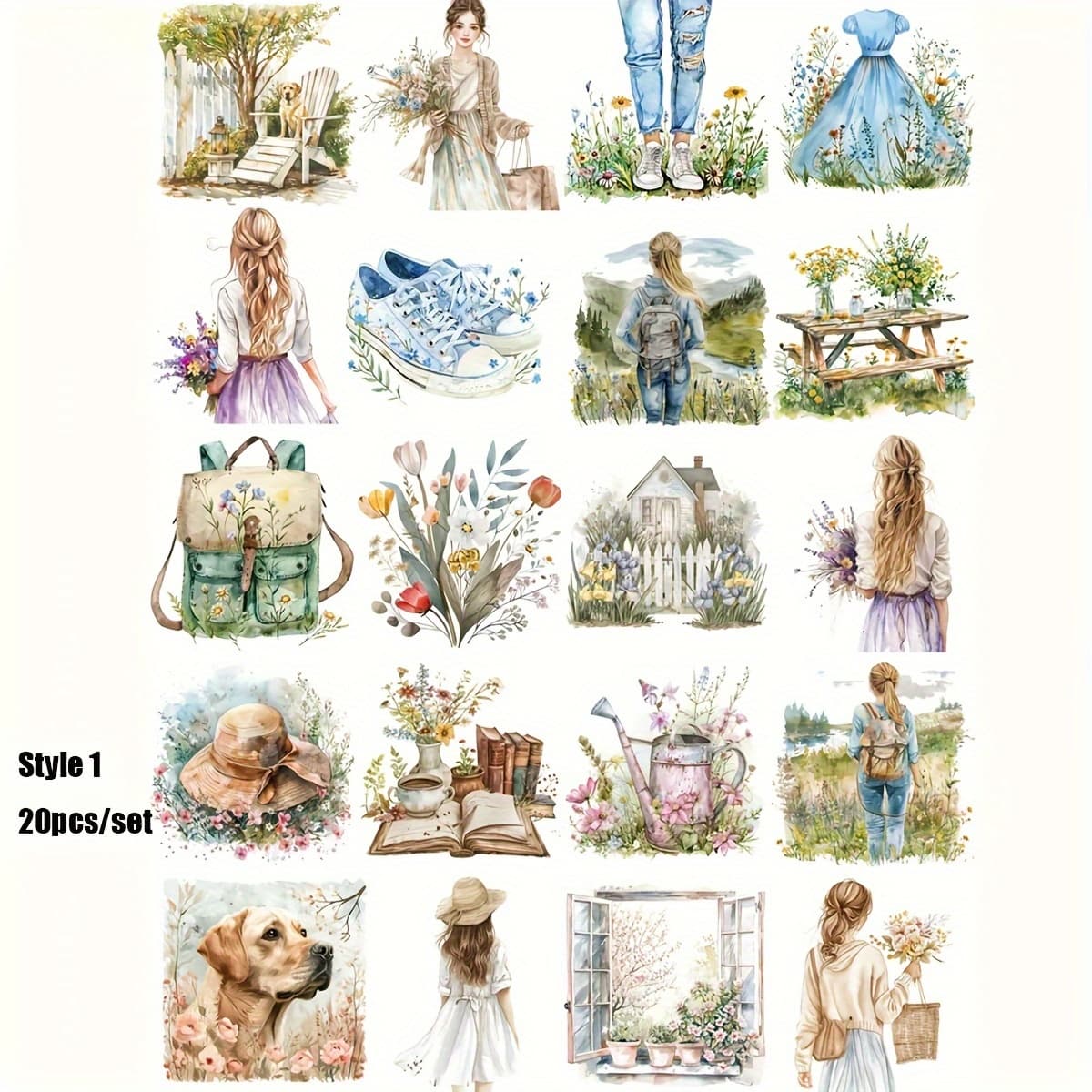 TEMU 1 Pack Vintage Spring Outfit Stickers Spring Handmade Stickers Decoration Journal Photo Stationery Stickers School Handmade Materials Stickers Decoration