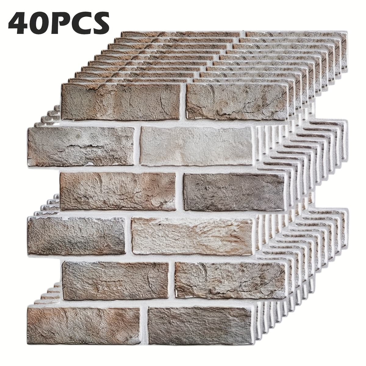 TEMU 20/40pcs 3d Brick Wall Stickers Christmas Decoration Tile Stickers Waterproof And Home Renovation Wallpaper Suitable For Bathroom Bedroom Room Background Wall Hanging Decorative Tiles