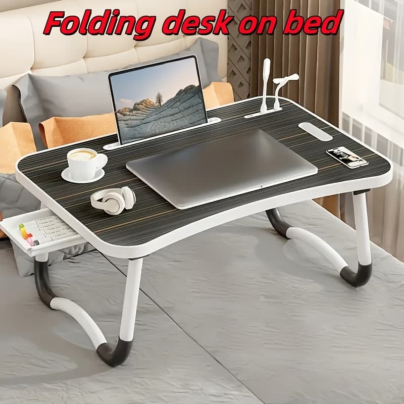 TEMU Foldable Laptop Desk, Folding Breakfast Tray Portable Lap Stand Desk Reading And Writing Rack For Bed/couch/