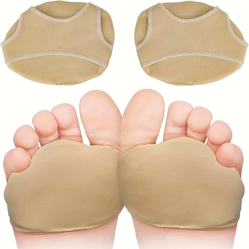 TEMU 2pcs Metatarsal Pads For - Soft Forefoot Cushions, Anti-friction & Anti-slip Insoles For Ball Of Foot Support, Beige & Black, Foot Pads | Ergonomic Forefoot Design | Polyester Fiber Construction
