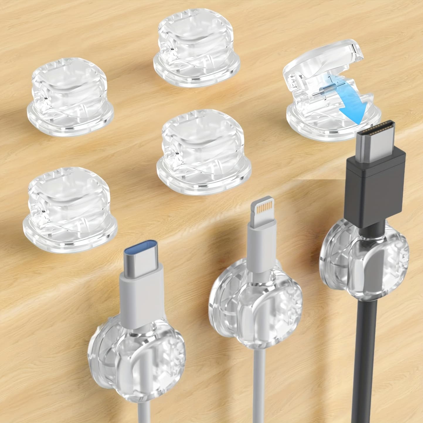 TEMU Set Of 8 Self-rebounding Cable Clips, Cord Holders For Managing Cables Under Your Desk, Sticky Charger Wire Organizers For Home, Office, Car, Wall, And Nightstand - In Vibrant Colors