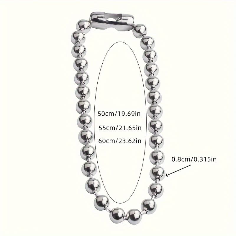 TEMU Men' Steel Bead Necklace, Fashion Chain, Couple Additions Gift
