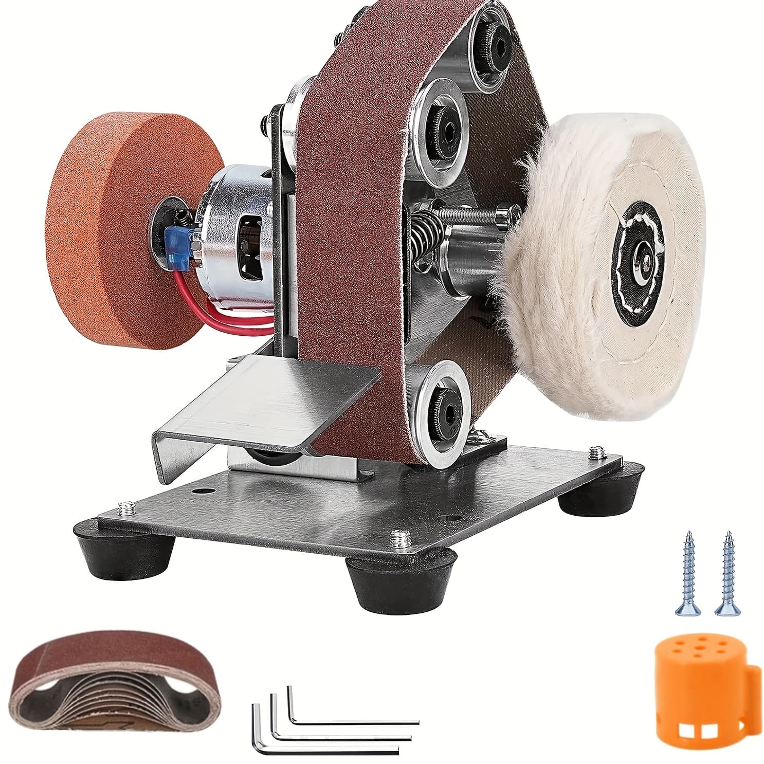 TEMU Mini Electric Belt-sander Knife-sharpener Sanding Machine - Small Bench Grinder Kit Adjustable Power Polisher Diy Polishing Grinding Tool For Metal Wood Diy Craft Jewelry