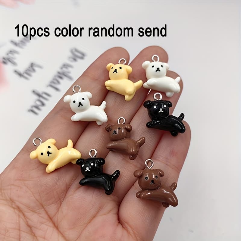 TEMU 2d Flat, 10pcs Color Random Fashion Small Charms Floating Animals Pendant Flatback Making Findings
