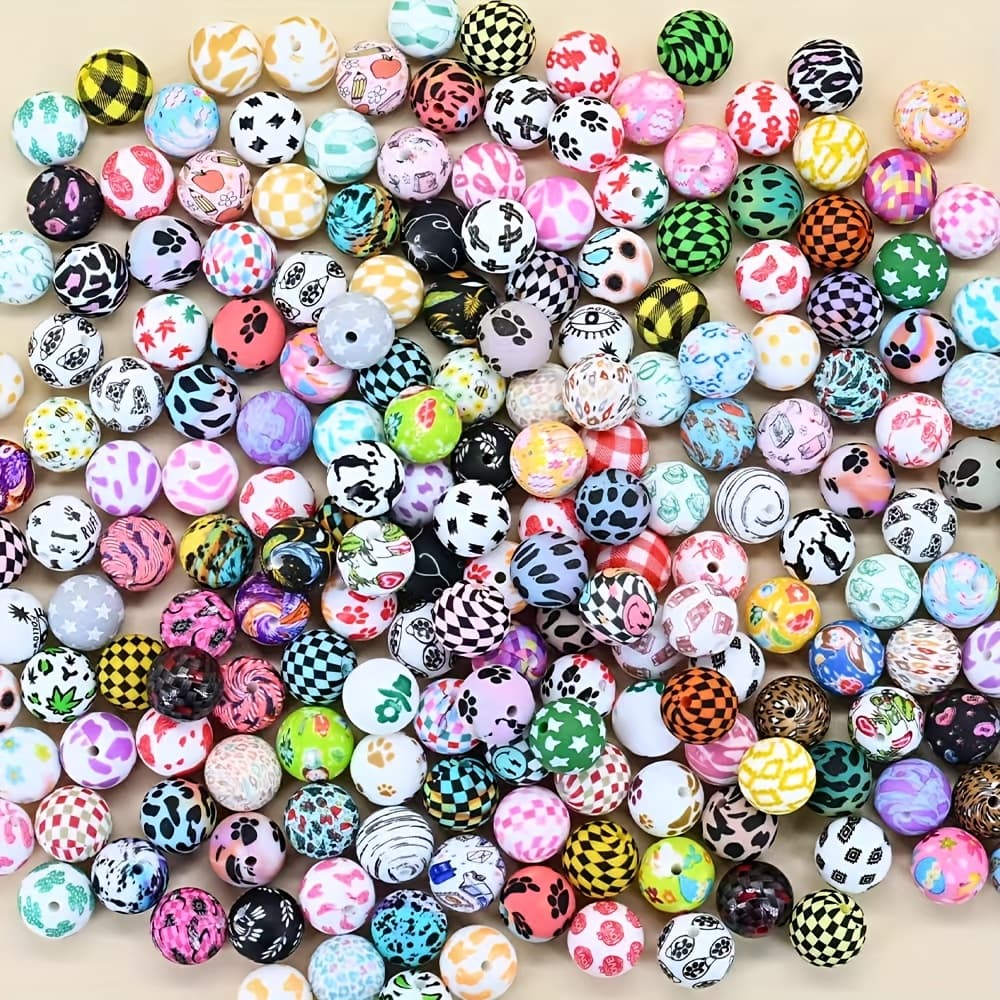 TEMU 50pcs/100pcs Mixed 15mm Silicone Beads | Multi Colored | Silicone | Perfect For Diy | Pens Bracelets, Keychains, Gift Accessories | Creative