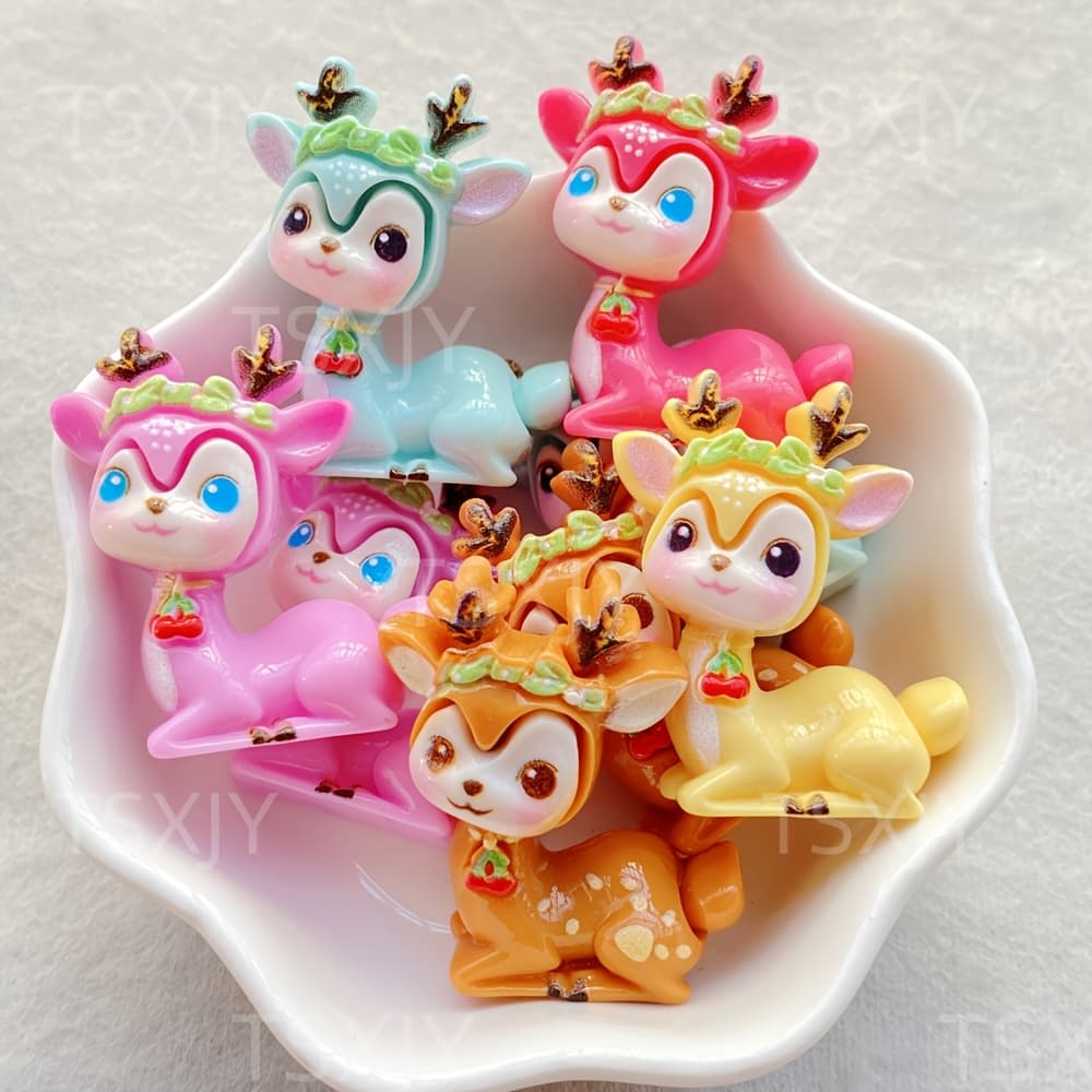 TEMU 5pcs Vibrant Animal Themed, Deer Resin Charm Accessories - Ideal Gifts For Christmas, Valentine's Day, And New Year