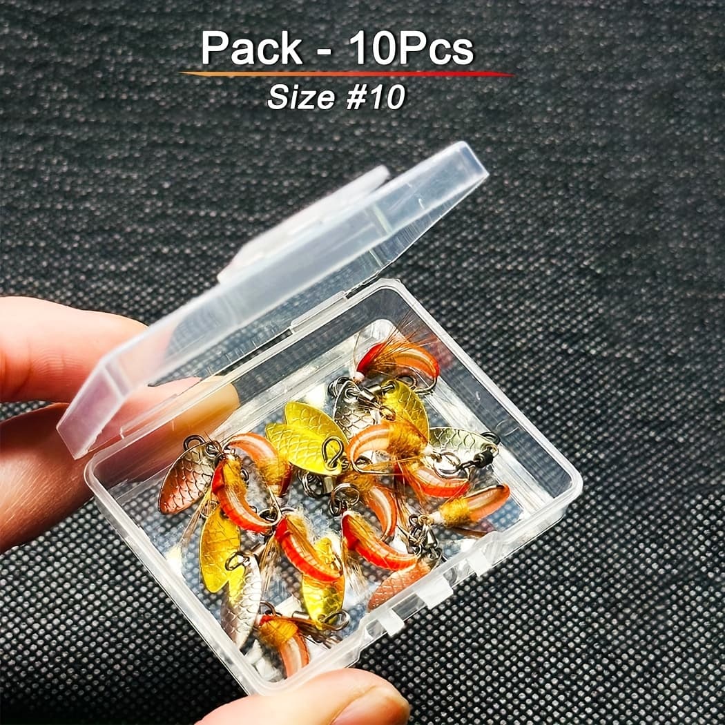 TEMU 5/10pcs Trout Fishing Rotating Spinner Sequin Design Realistic Nymph Fly Nymphing Artificial Insect Baits Flying Lure Fishing Additions Europe Fishing Carp Bait