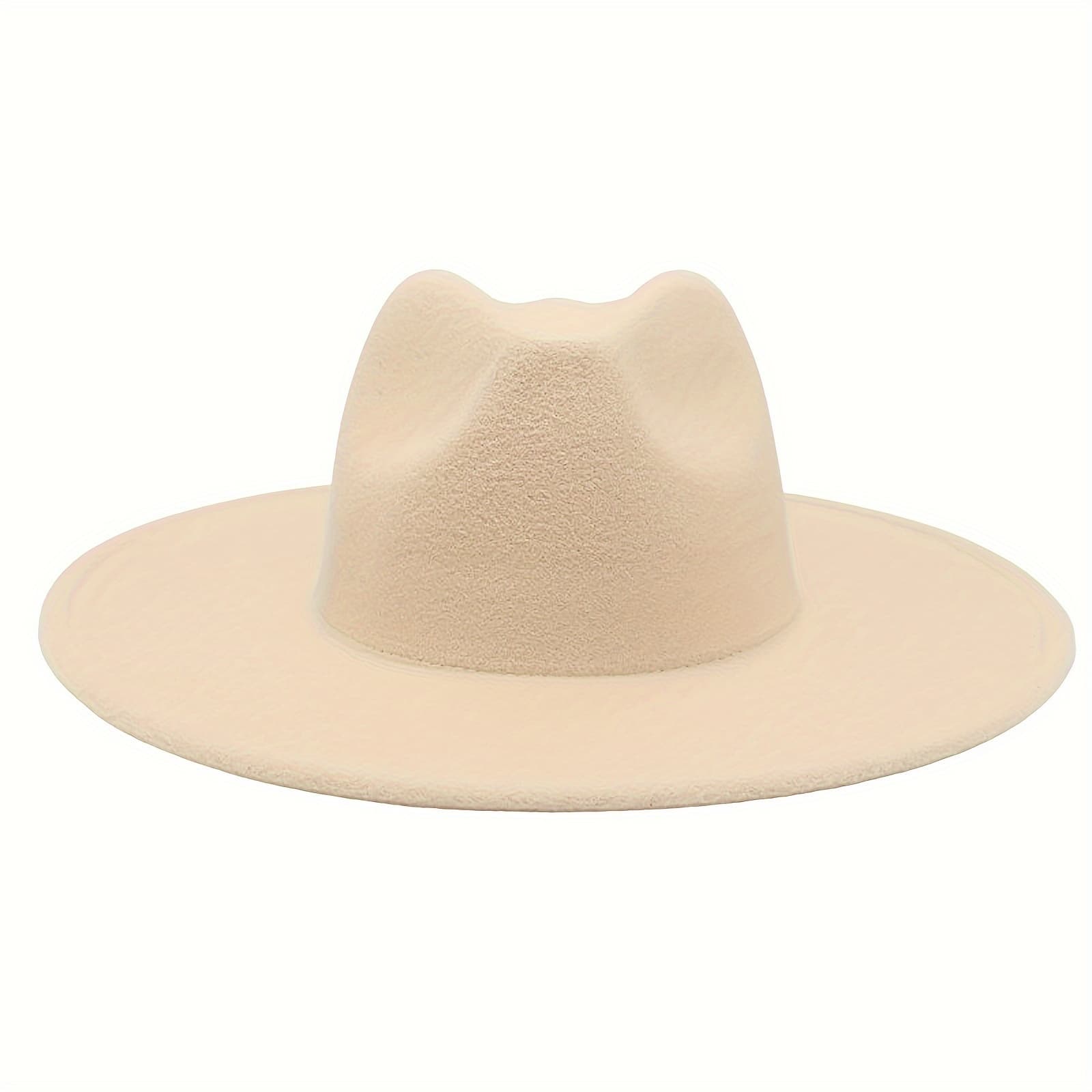 TEMU Classic Western Wide Brim Cowboy Cowgirl Felt Fedora Hat For Men Women Jazz Panama Trilby