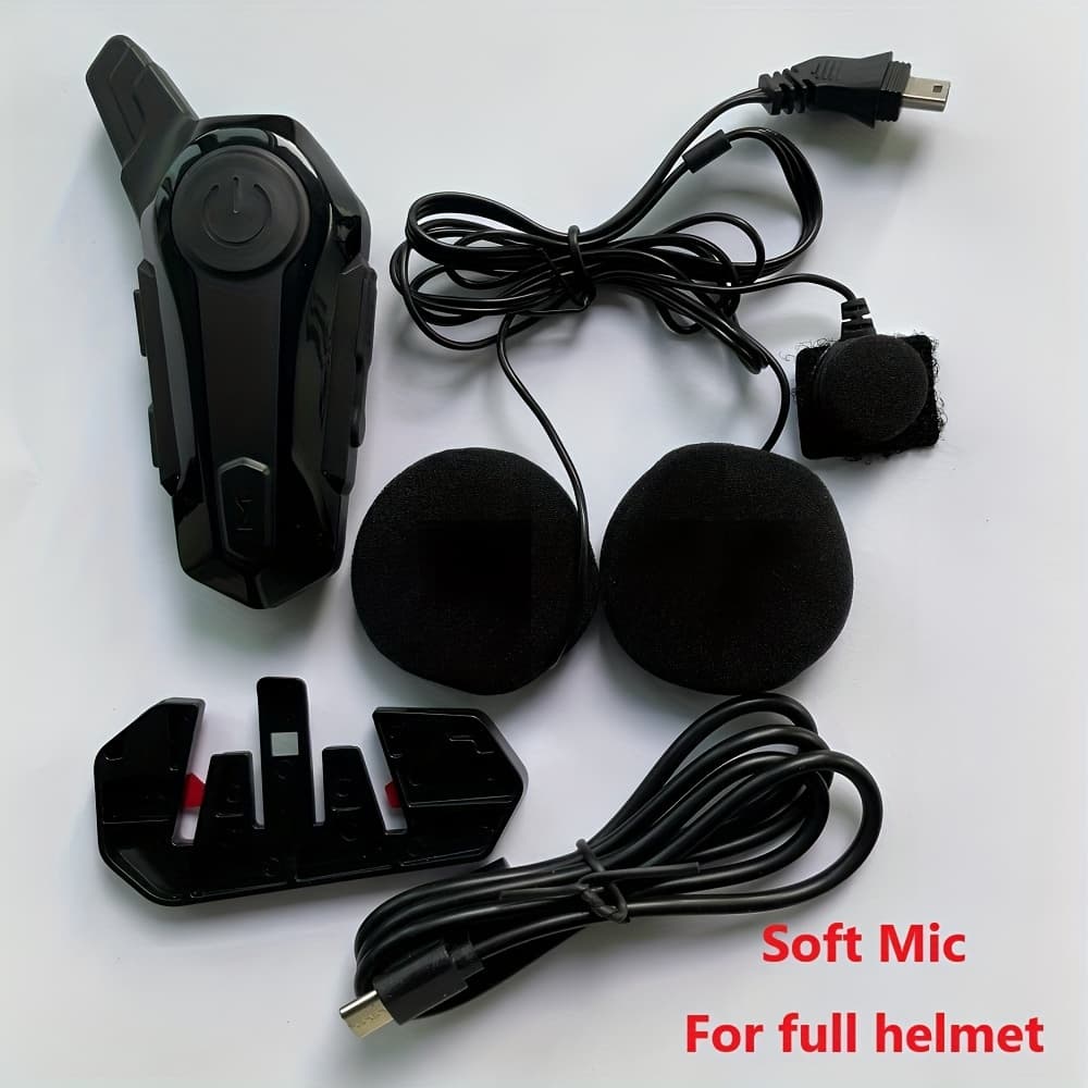 TEMU The Wireless Intercom Headset For Motorcycle Helmets Supports Real- For 2 People And Is, Compatible With Full-face, Three-quarter, And Open-face Helmets.