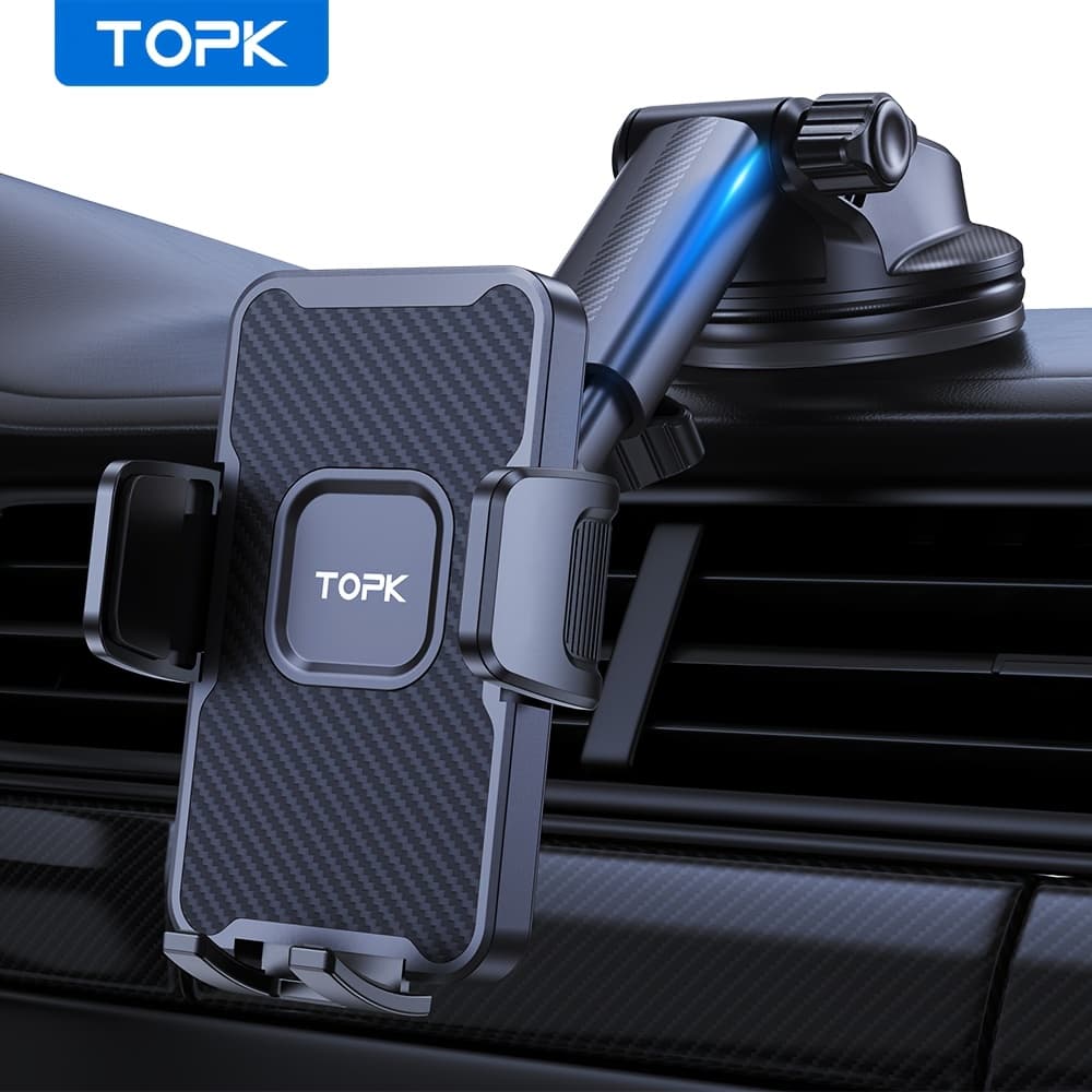 TEMU Topk Upgrade Car Phone Holder Mount Universal Cell Phone Car Mount For Dashboard Car Dash Mount Mobile Holder For Iphone And All Smart Phones