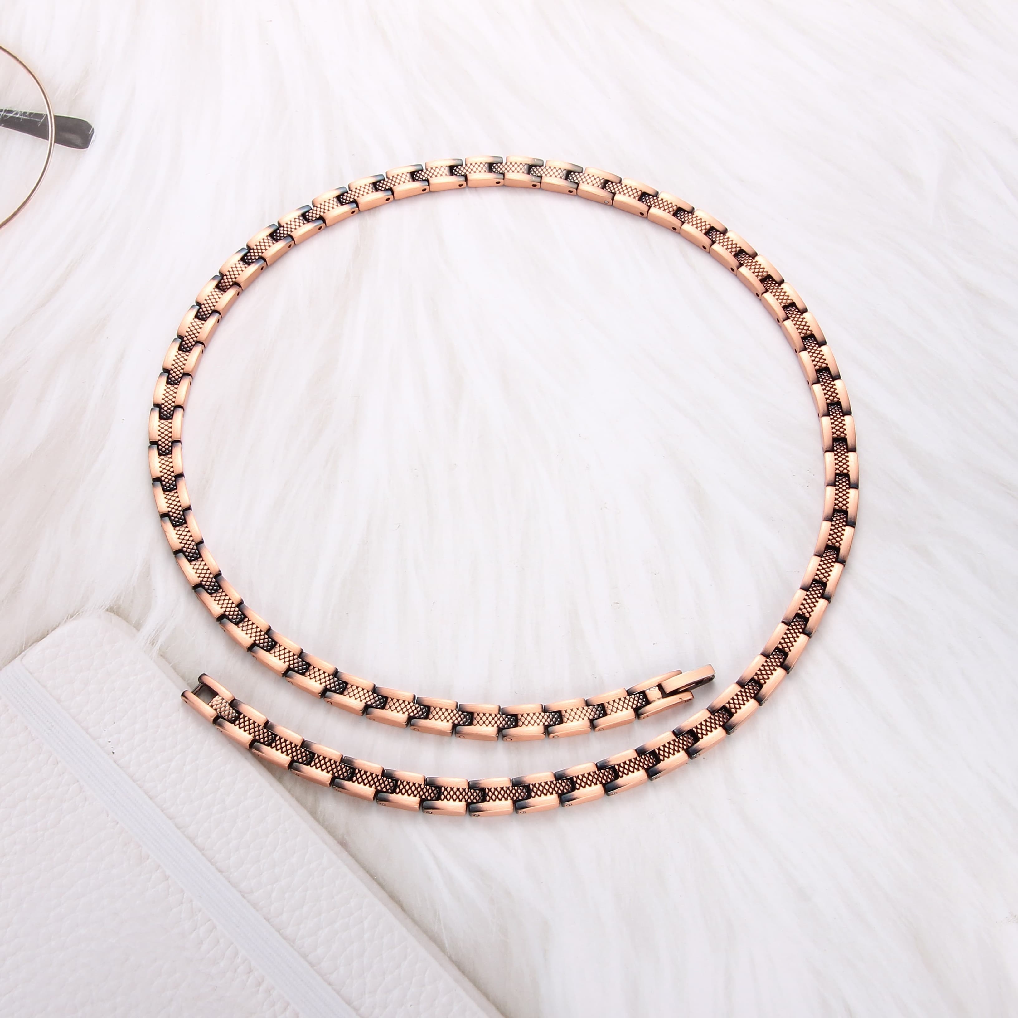 TEMU 1pc Magnetic Copper Necklace, Men's Copper Necklaces For Jewelry Gift With Adjustable Sizing Tool