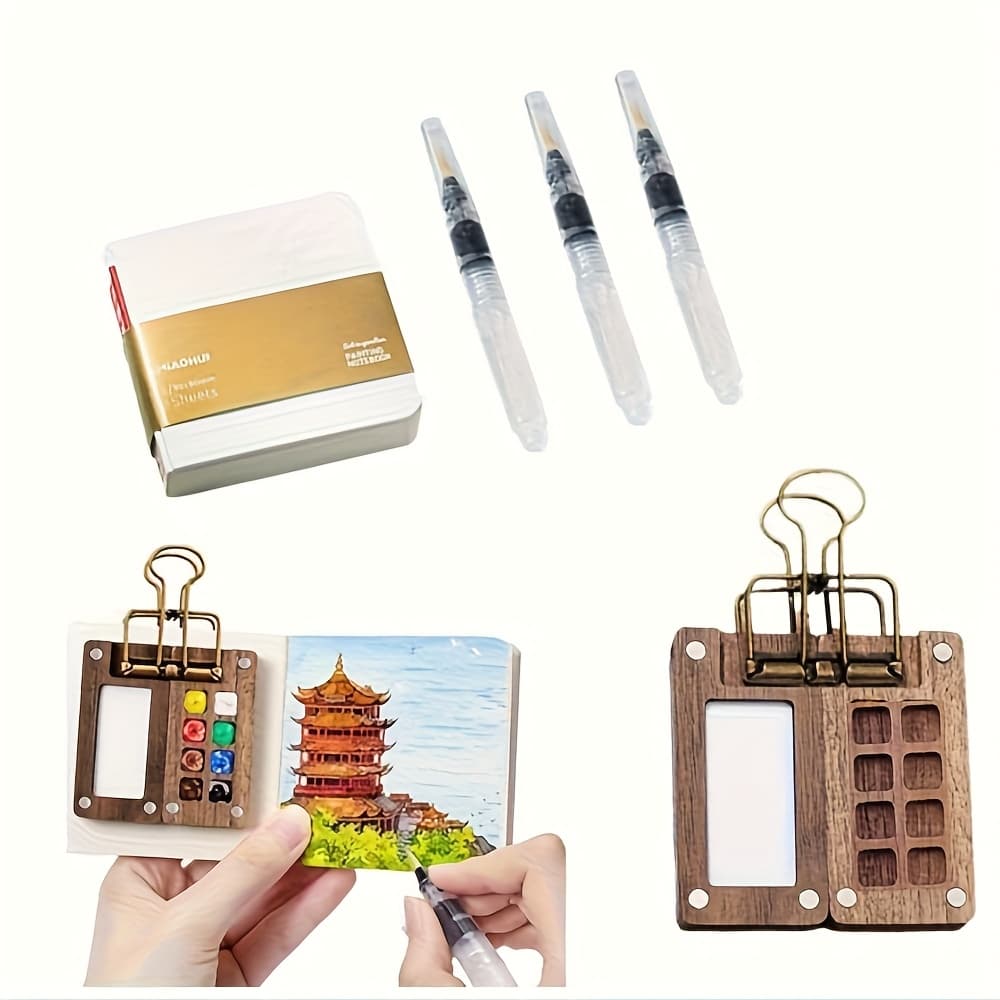 TEMU 5pcs Portable Watercolor Set, Palette Travel Tool Kit, Portable Upgraded Pocket Set (without Paint)