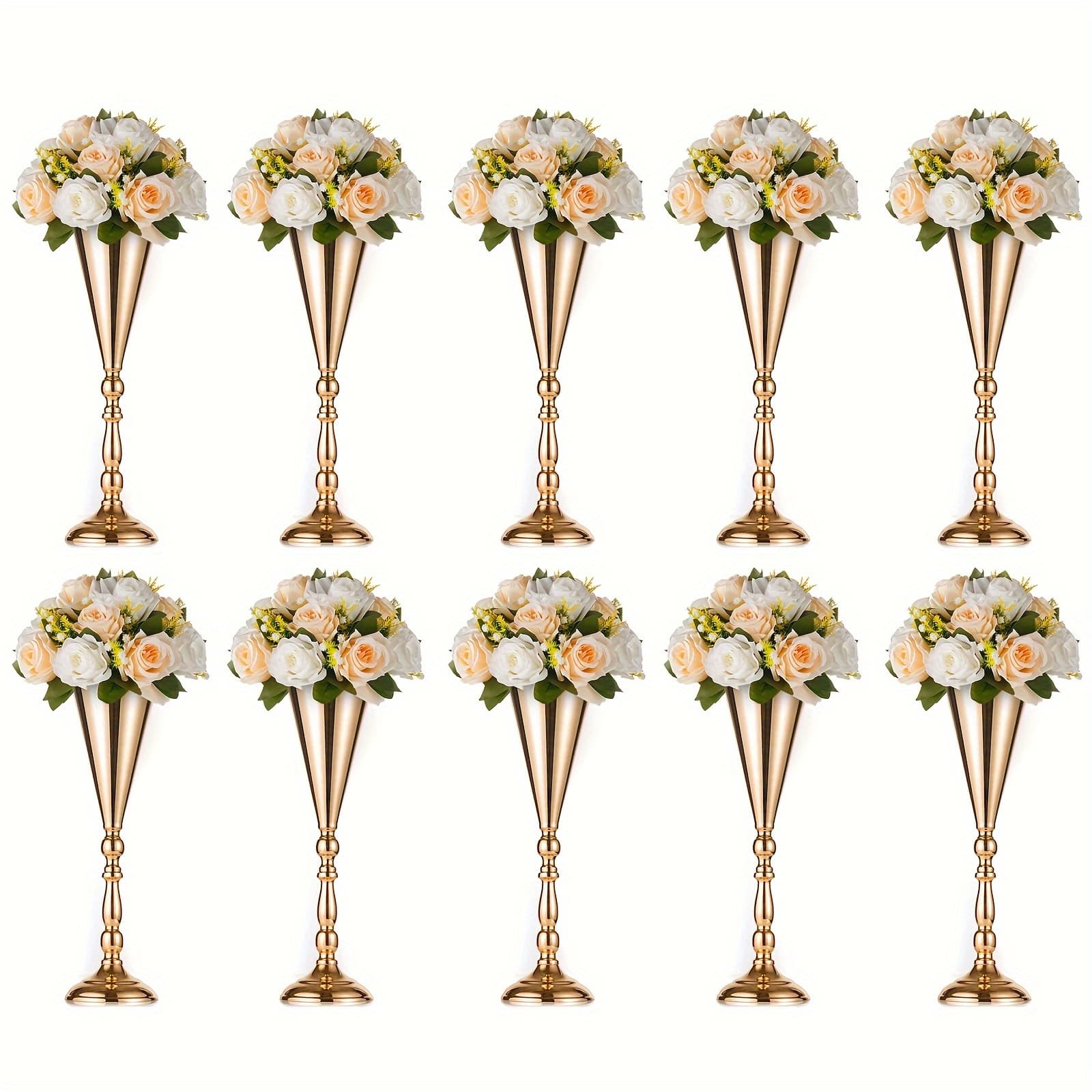TEMU 10 Desktop Flower Vases, 16.5 Inches Decoration Centerpiece, Used For Anniversary Celebration Ceremony Party Birthday Event Aisle Home Decoration Artificial Flower Arrangements