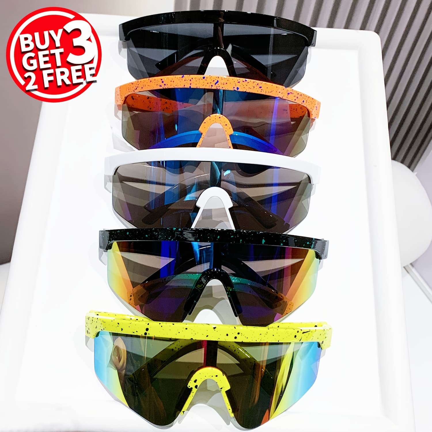 TEMU 5pcs Unisex Polarized Fashion Sunglasses, Suitable For Cycling, Running, Outdoor Fishing - With Tac Lenses - In Multiple Colors - Ideal For Daily Wear, Casual Occasions, And Home Use