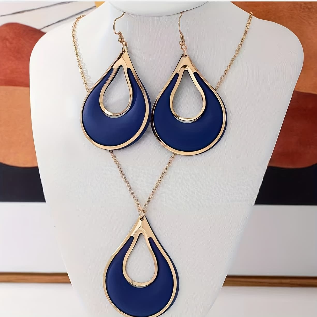 TEMU Cross-border Minimalist Elegant Women's Creative Water Drop Metal Spray Paint Hollow Large Earrings