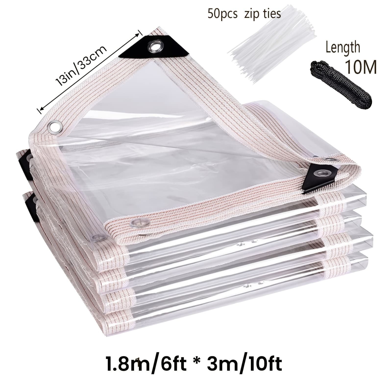 TEMU Clear Waterproof Tarps Heavy Duty Outdoor Garden Rainproof Covering, Clear Vinyl Tarp With Grommets, Transparent Waterproof Tarpaulin For Covering Henhouse Porch Canopy Plant Camping