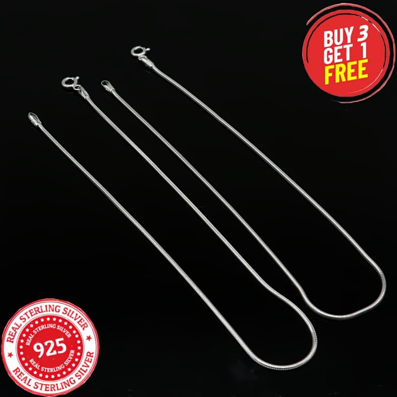 TEMU 925 Sterling Silvery 1mm Snake Bone Necklace, Featuring A And , Perfect For Any Event - Valentine's Day, Halloween, Christmas, Anniversaries