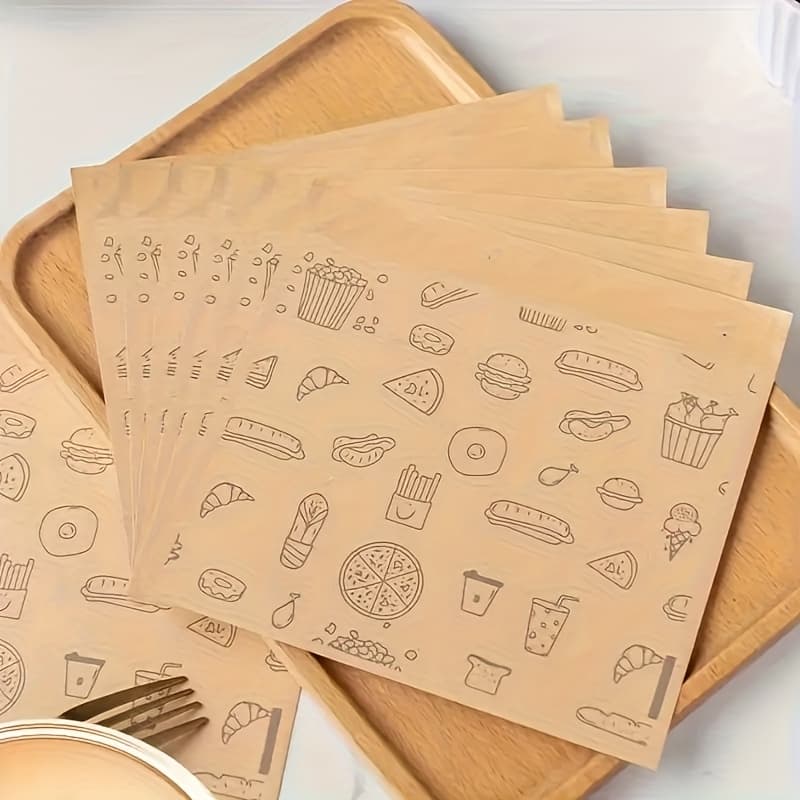 TEMU 60pcs Oil-proof Paper Bag, Unbleached, Suitable For Bread, , Sandwiches And Snacks.
