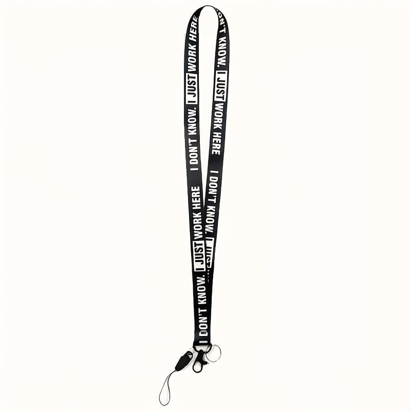 TEMU I Just Work Here | Internet Meme Lanyard, Emotion-themed, Black-and-white Polyester Neck Lanyard For Work Id Badge & Phone, Cute Cool Design