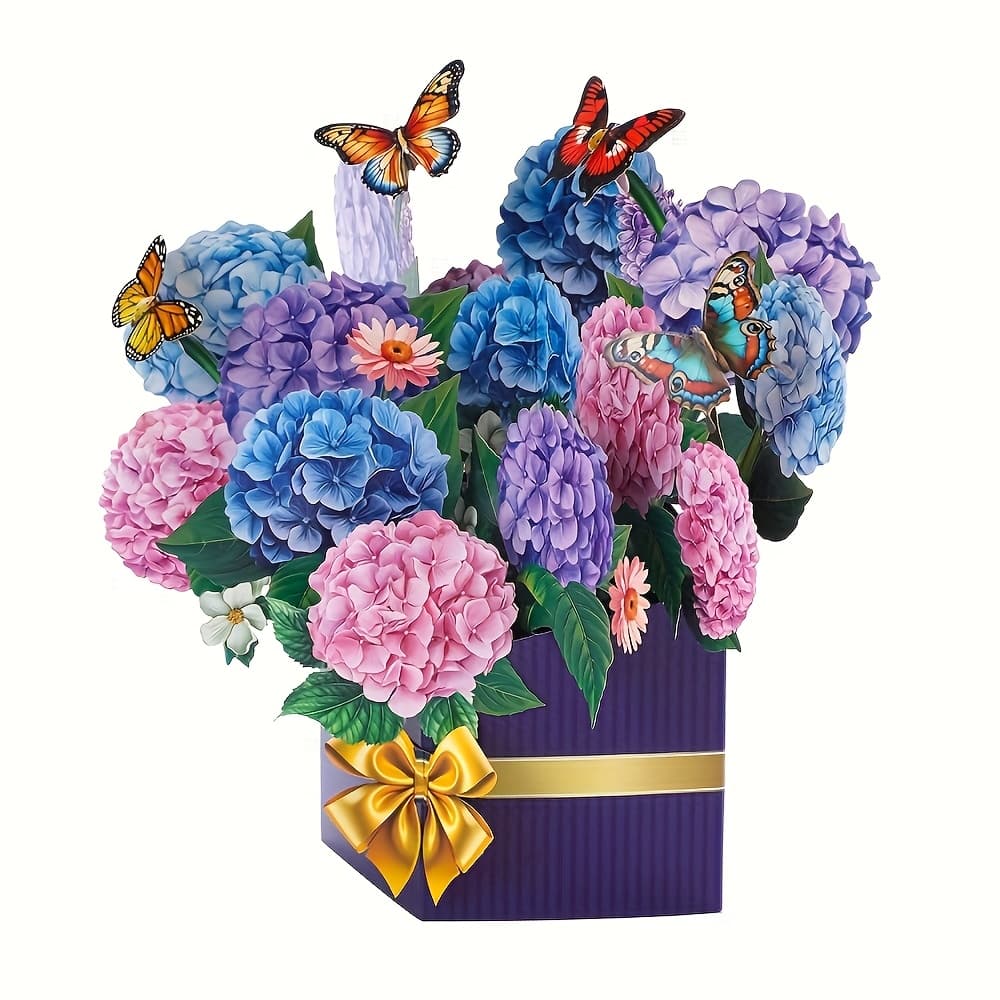 TEMU 1 X 3d Pop-up Hydrangea Bouquet Greeting Card – , With Accents, Includes Note And Envelope | Perfect Gift For Wife/husband Or On Anniversarys, Birthdays, Valentine's Day | Special Occasion