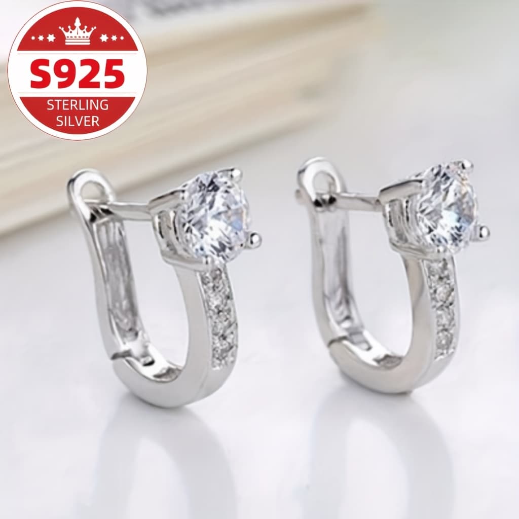 TEMU S925 Sterling Silvery Intricately Ring Earrings, Suitable For Wife Anniversaries, Women's Birthdays, Valentine's Day, Gifts, Jewelry Gifts For , Christmas Gifts