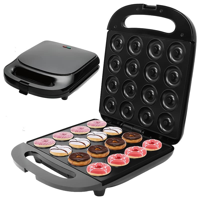 TEMU Black Mini Donut Maker Machine For Kid-friendly Breakfast, Snacks, Desserts & More With Surface, 16 Mini Doughnuts, Donut , Donut Maker