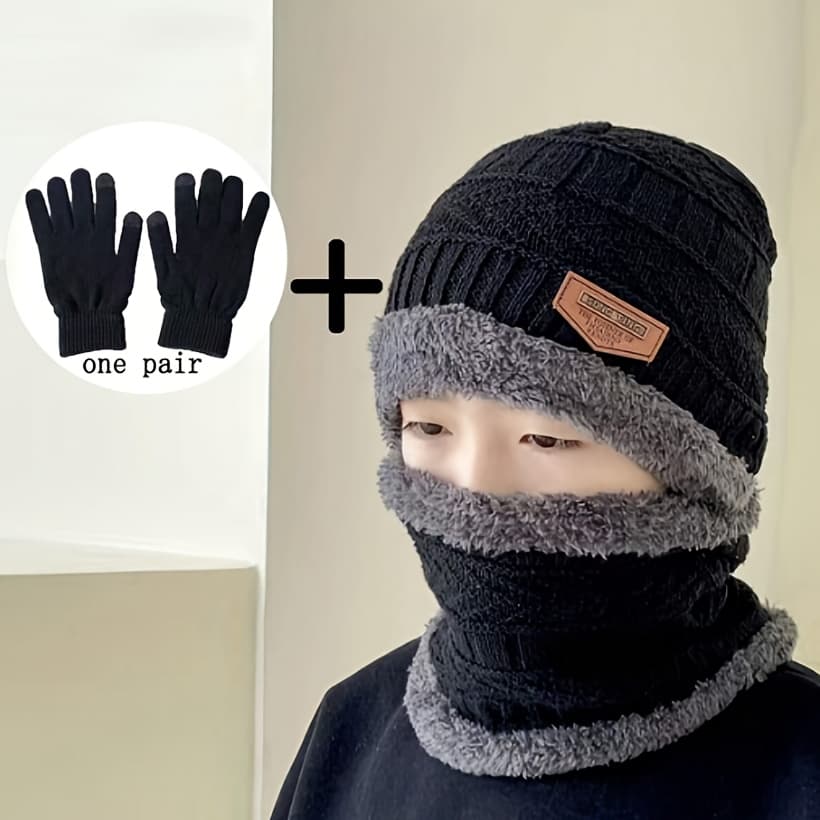 TEMU 2pcs/set Warm Plush Lined Knit Beanie For 3-8 Year Old Children, Kid Winter Additions