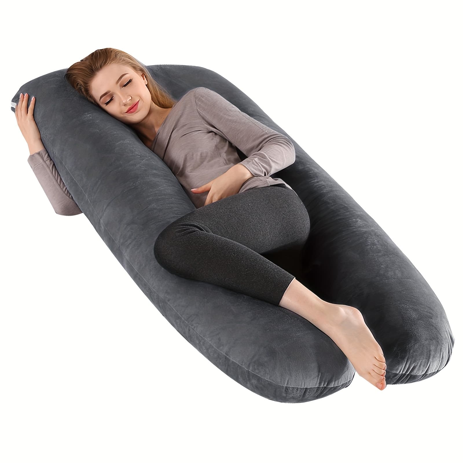TEMU U-shaped Maternity Pillow For Back, Neck, And Leg Support – Soft, Portable, And Comfortable Polyester Pregnancy Pillow For Expecting Moms, Hand Wash Or , Dream