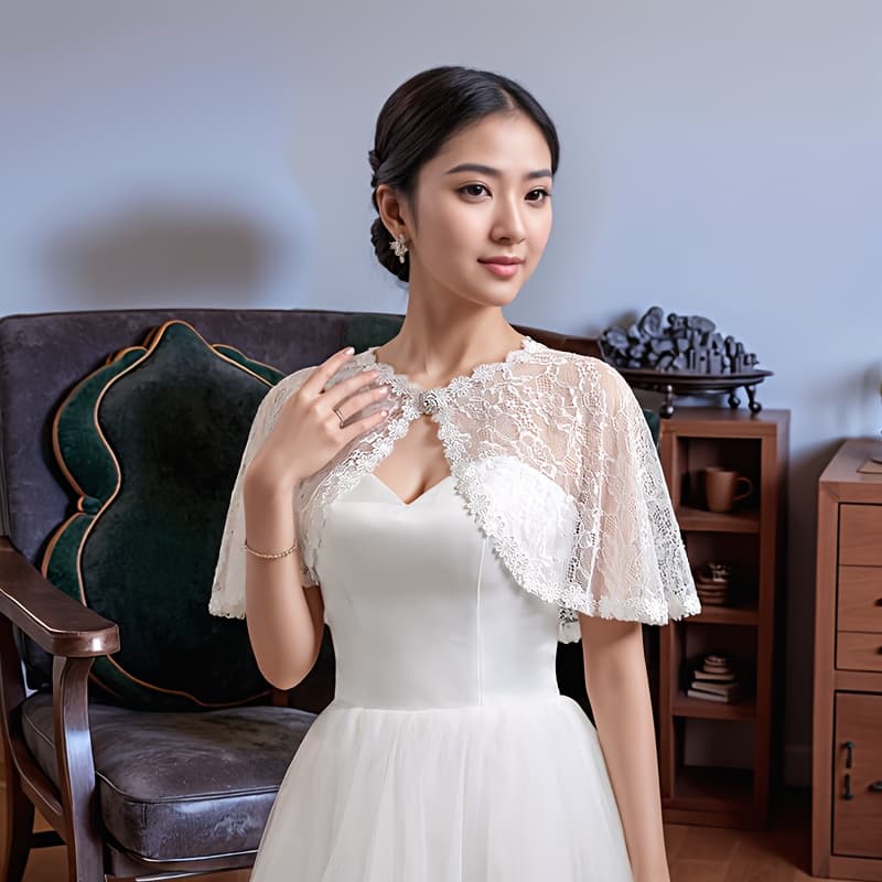 TEMU Hollow-out Shawl Bridesmaid Dress