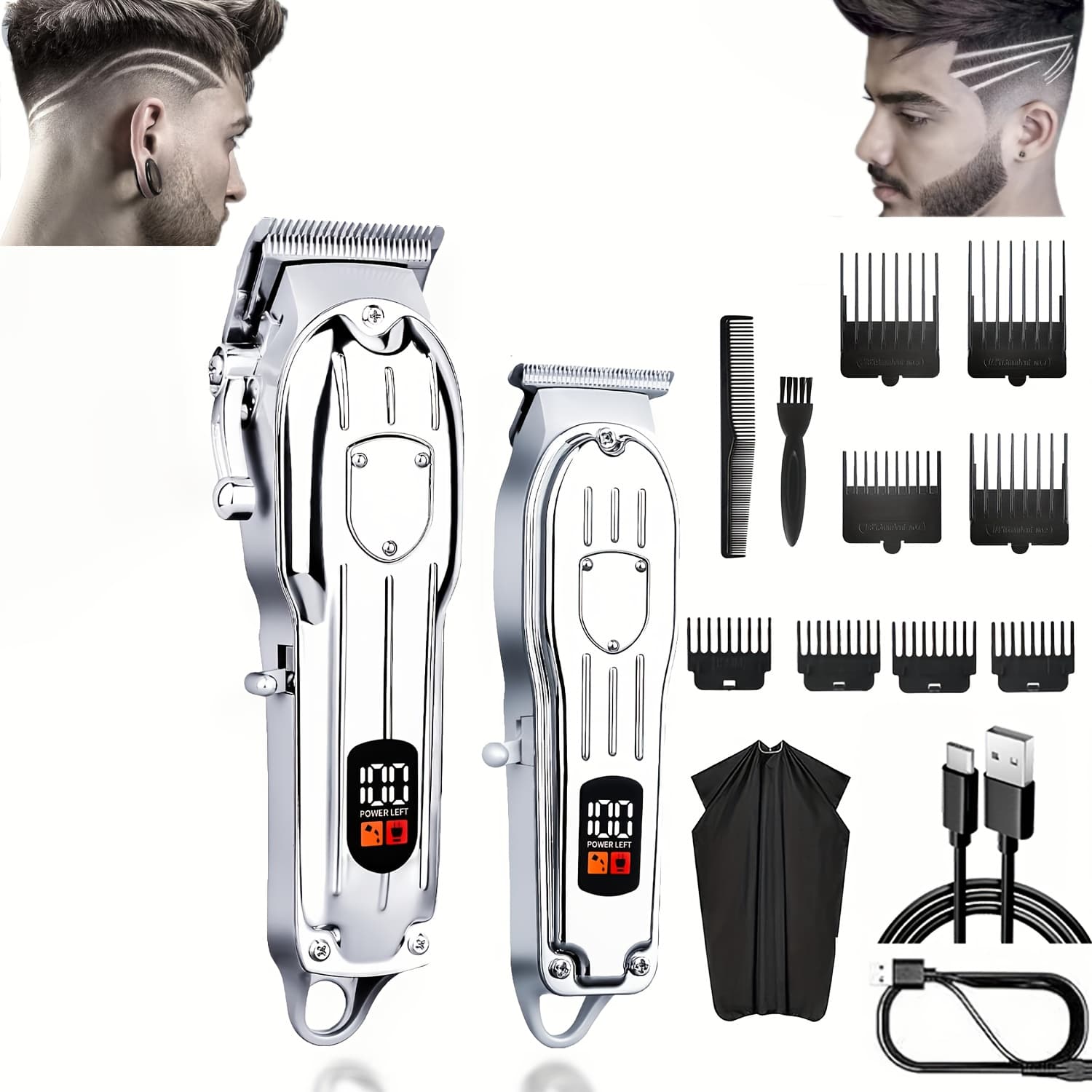 TEMU 1/2pcss Men's 2pcs Electric Grooming Set: Usb Rechargeable Hair Clipper, Beard Trimmer And Sideburns Shaver - Portable, , Suitable For Face And Body - Ideal Christmas Gift, Birthday Gift