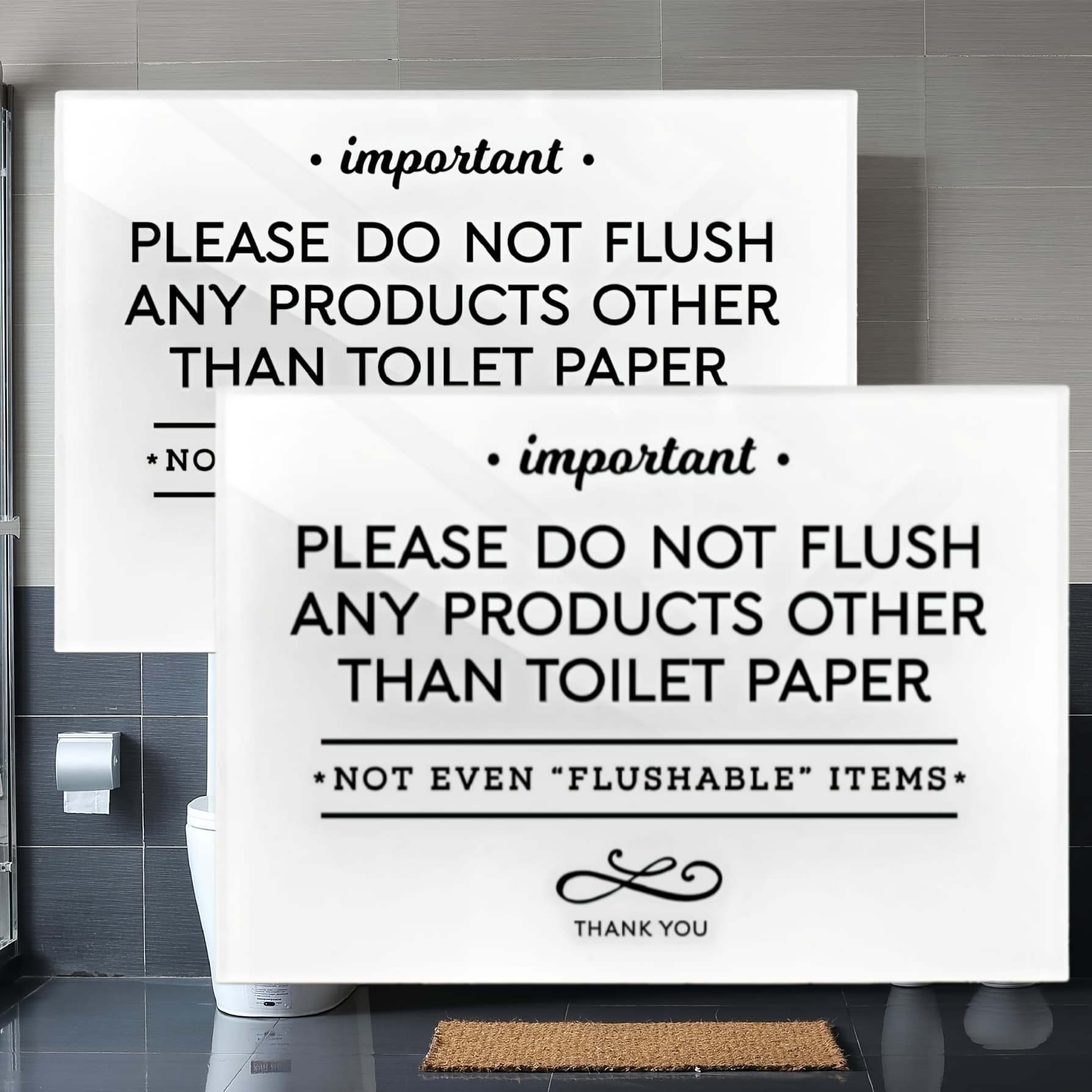 TEMU 2pcs Please Do Not Flush Sign, Thick Acrylic Self-adhesive Flush Only Toilet Paper Sign, Ideal For Restaurants, Bars, Hotels, And (white)