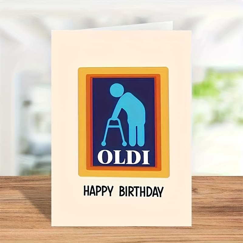 TEMU Hnif Funny Happy Birthday Card - Humorous Ol' Didi Design With Elderly For Man & Stick Illustration, Unique 40th 50th 60th Birthday Gift For , Unusual Cool Stuff, Funny Birthday Cards