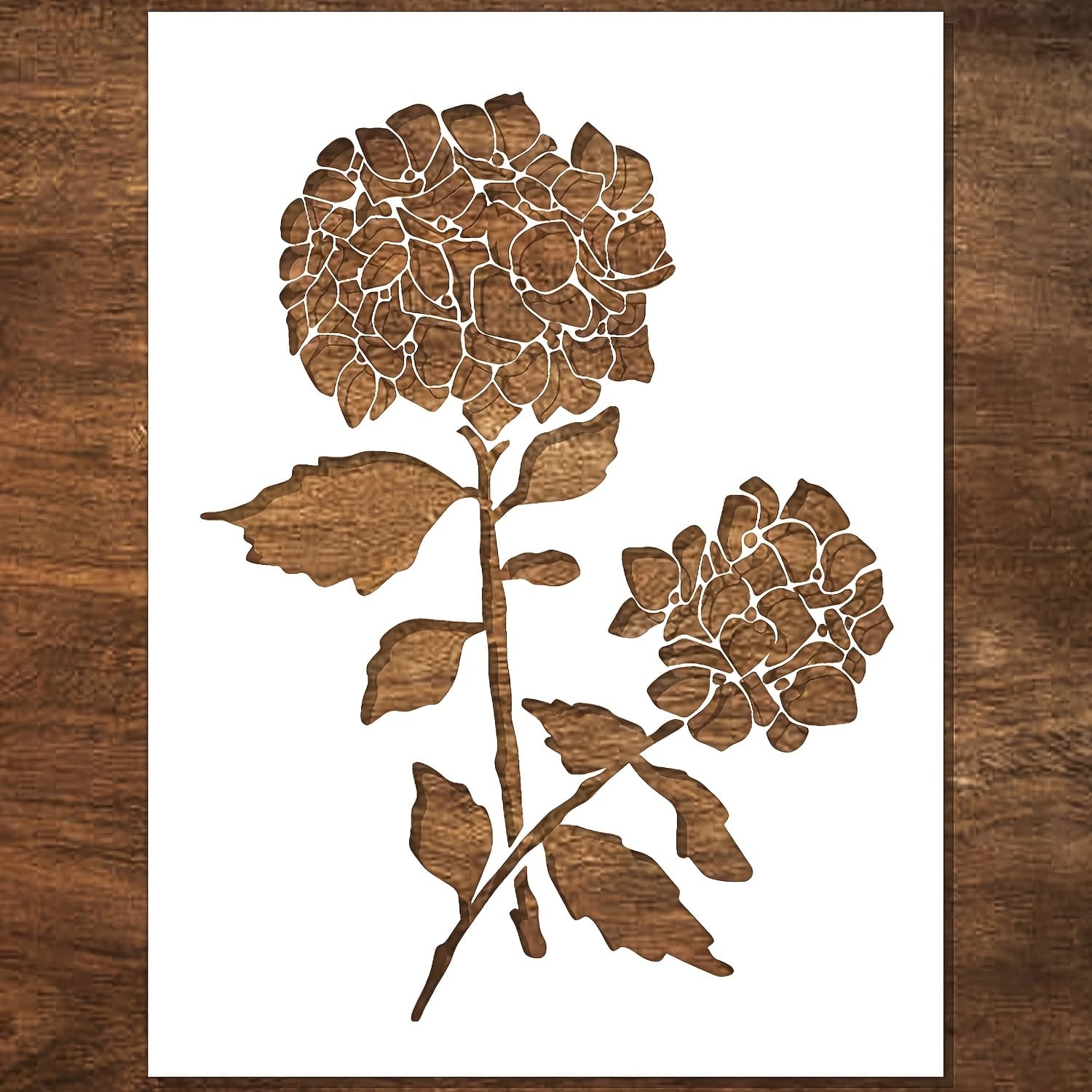 TEMU 1 6x8 Inch Hydrangea Pattern Stencil For Painting Flowers On Home Decor, Canvas, And Walls - Reusable Plastic Stencil - Suitable For Handmade Floral Diy Projects
