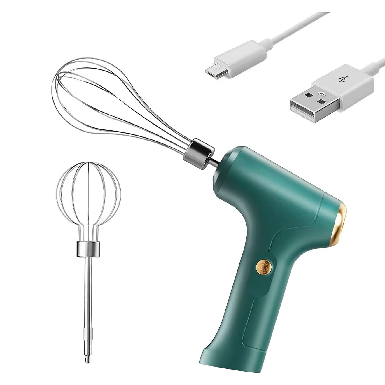TEMU Hand Mixer | Household Cordless Electric Hand Mixer, Usb Rechargeable, 304 Stainless Steel, With 2 Detachable Stir Whisks, For Kitchen Baking