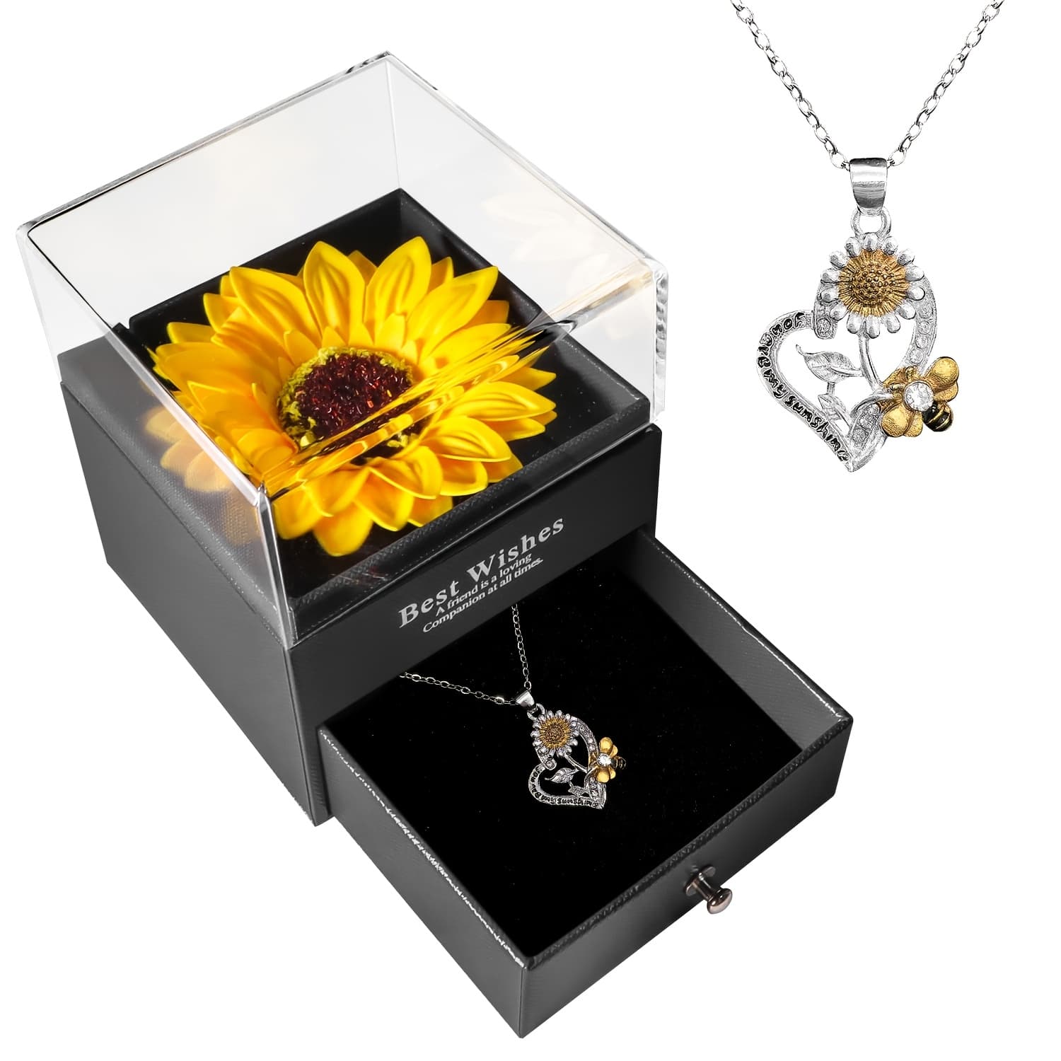 TEMU Gift For Her/him Multi-item Party Favor Packs Valentine's Day Gift Artificial Sunflower Soap Acrylic Jewelry Box With Necklace Set Gifts For Women, Mom Ideal For Valentine's Day, , Anniversary
