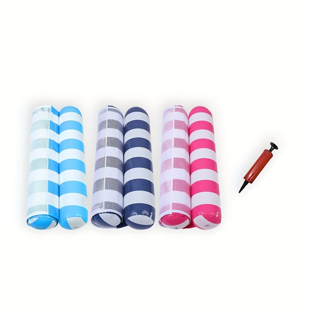 TEMU 3pcs Inflatable Pool Floats For Adults, Heavy Duty Water Hammock Pool Chair & Swimming Raft, Floating Lounger Set For Pool, Lake, Beach, Ocean - Large Size, Portable With Pump, Mesh Fabric Design