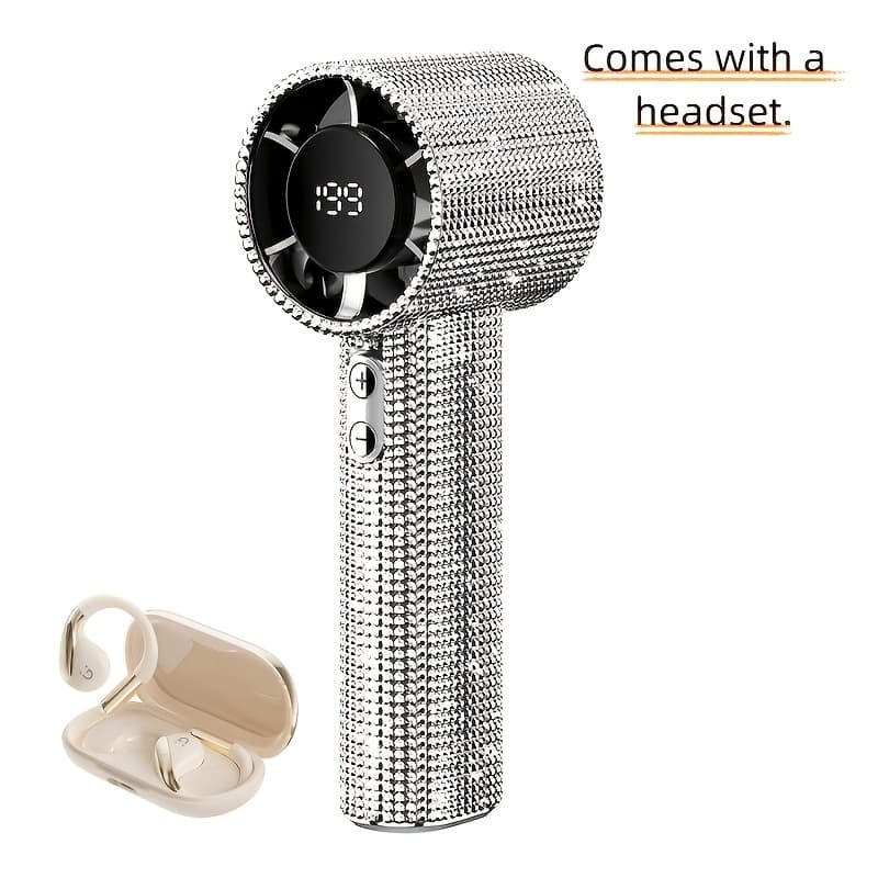TEMU Diamond Portable Handheld Mini Fan, Usb-c Rechargeable Turbo Fan, Speed Adjustable Quiet Fan, Summer Gift Box