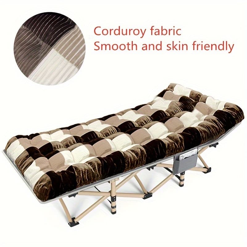 TEMU 1 Piece 74in Outdoor Folding Bed, Camping Cot With/without Double-sided Mattress, Use Lounger, Portable Foldable Bed, Heavy-duty Sleeping Cot With/without Carry Bag