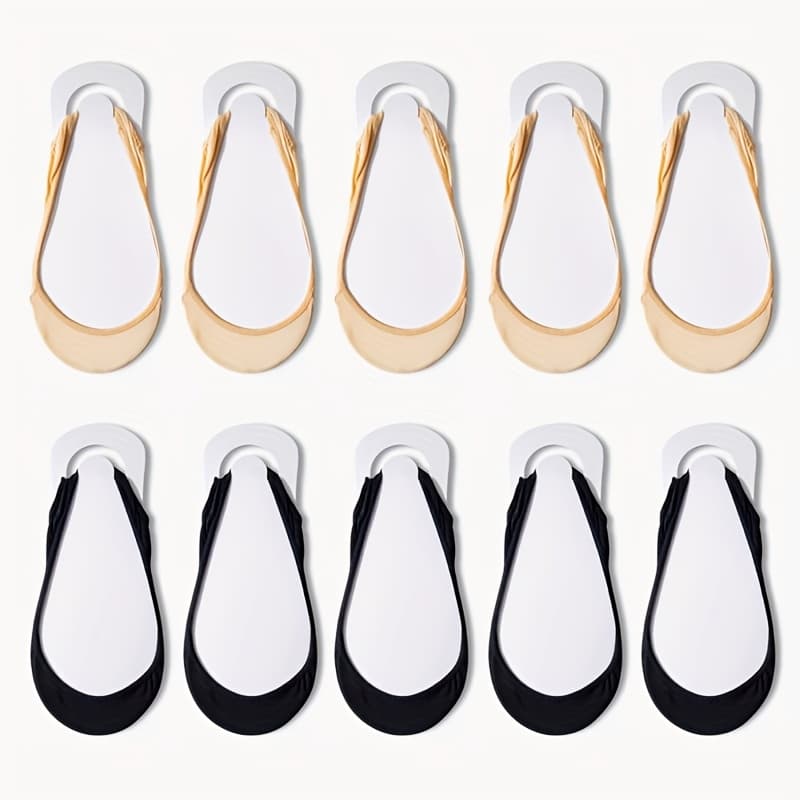 TEMU 10 Pairs Of Women's Boat Socks And Summer, Super Invisible Shallow Mouth Sponge Pads, High Heels, Socks, Short Tube Silicone, Anti Slip, Non Falling, Soft And Comfortable Heel