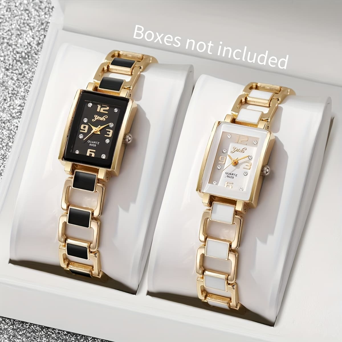 TEMU Set Of 2 Stylish Rectangular Women's Watches, Sophisticated Ladies' Quartz Wristwatch With Arabic Dial