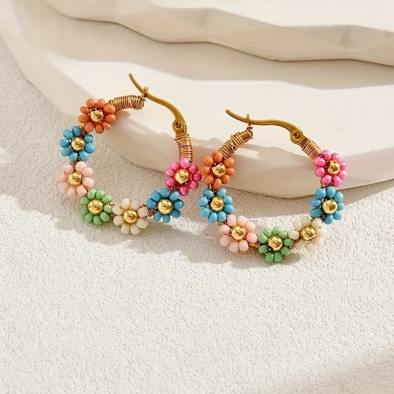 TEMU Classic Colored Rice Beads Woman Earrings Earrings Women's Dopamine Accessories Gift