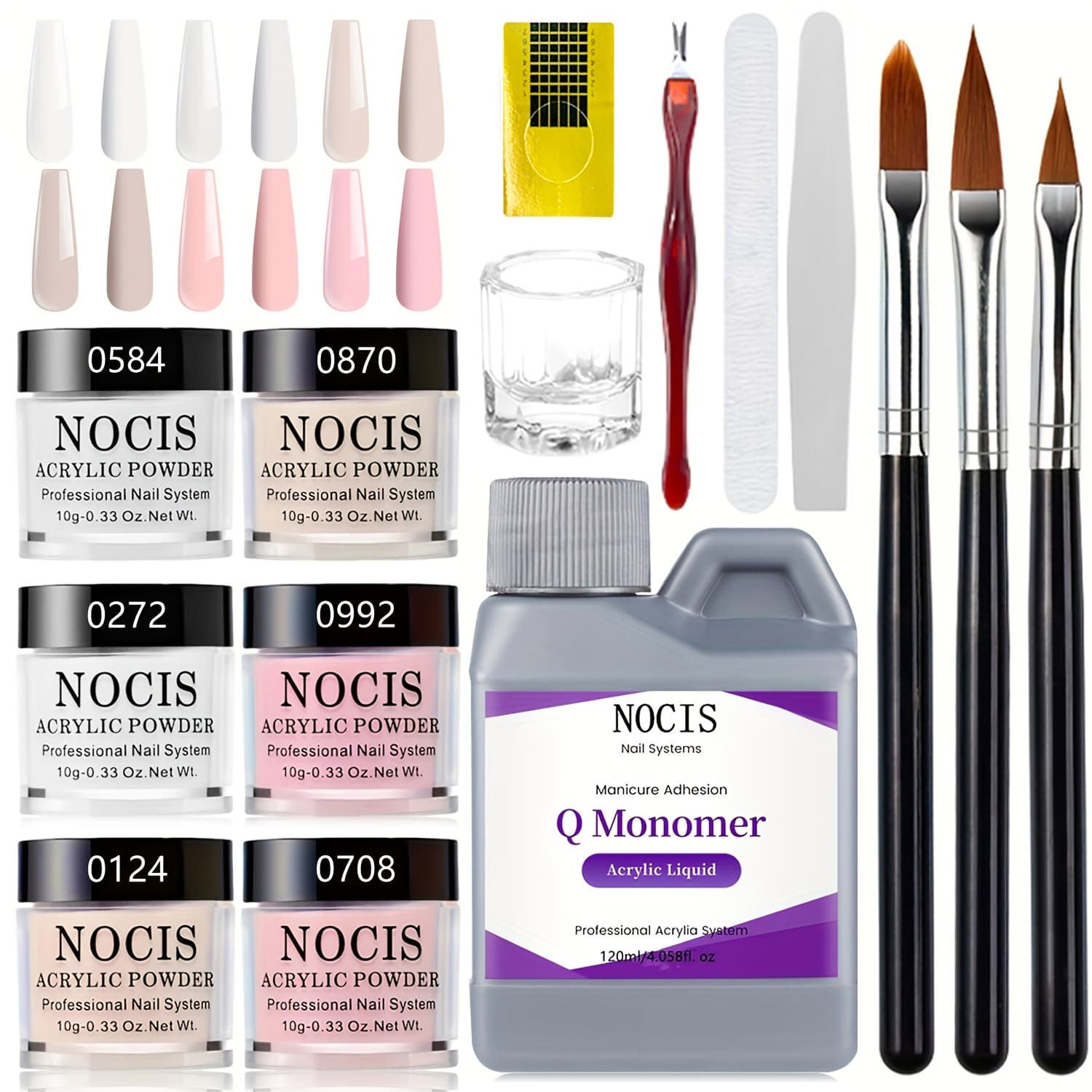 TEMU Set Of Acrylic Powders In , Including Pink And Nude, Designed For Professional 3d Nail Art. Ideal For French Extensions And Suitable For All , This Kit Does Not